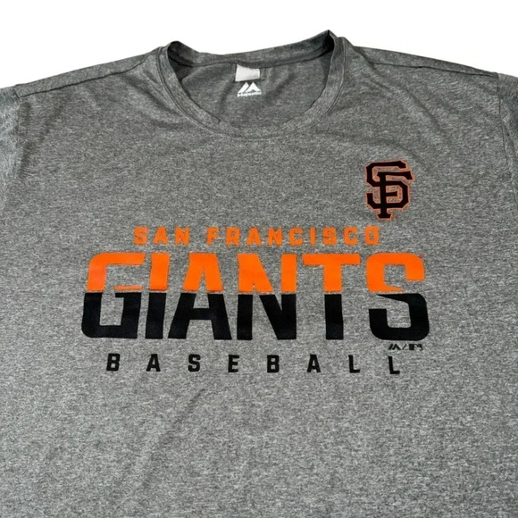 San Francisco Giants Majestic Shirt Men’s Size 2XL Heathered Gray MLB Baseball - Picture 4 of 12